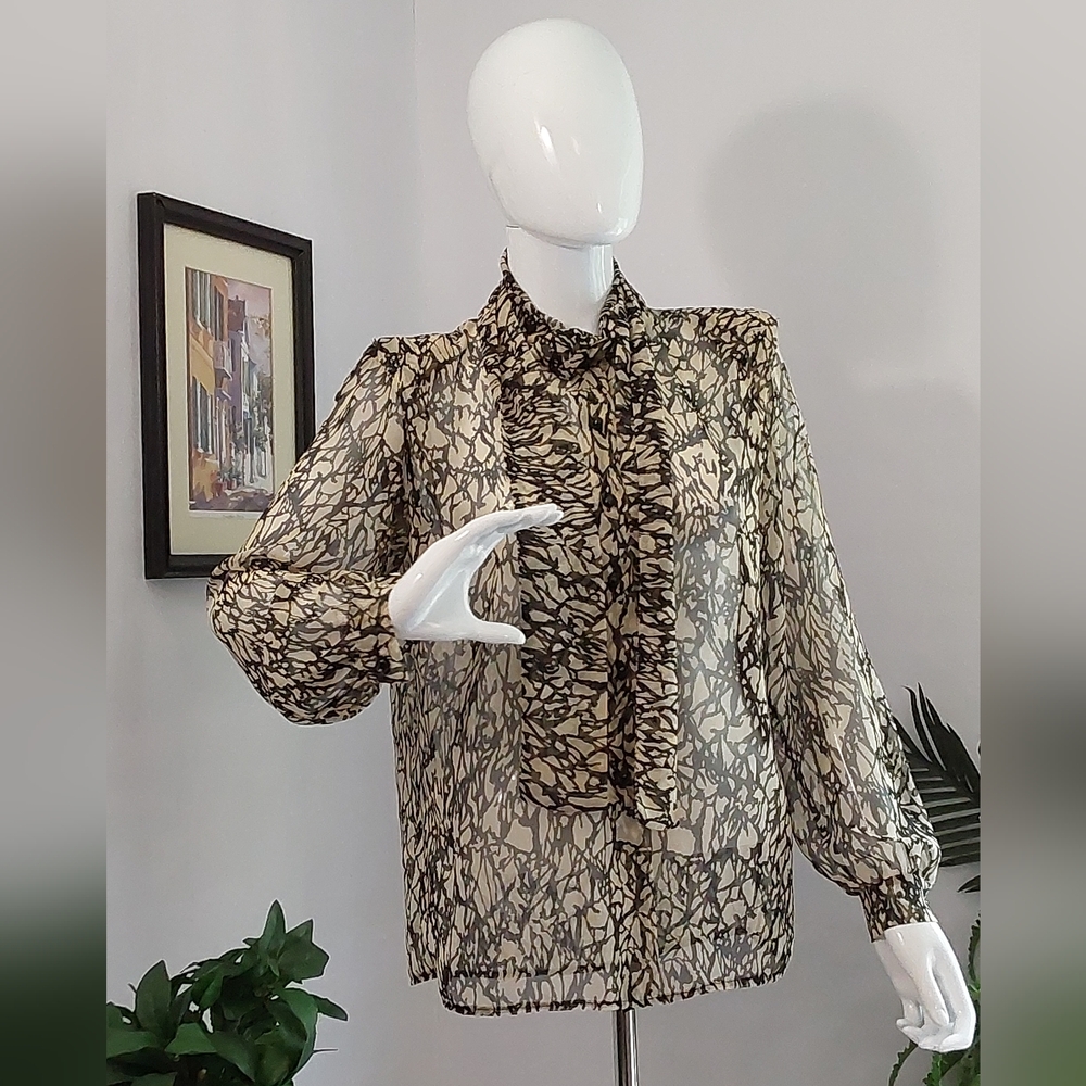 Vintage / Custom-Made Sheer Blouse / No Label / S… - image 1
